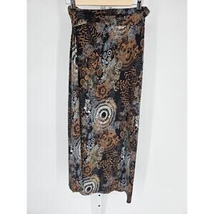 Gravity Threads Women's Multi Floral Printed Side Slit Maxi Skirt Size S